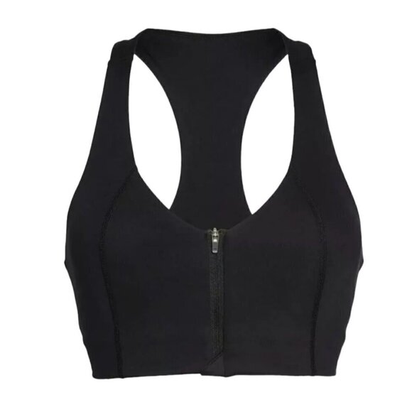Zella Studio Lite Run Zip Front Racerback Sports Bra Black Small - Picture 14 of 15